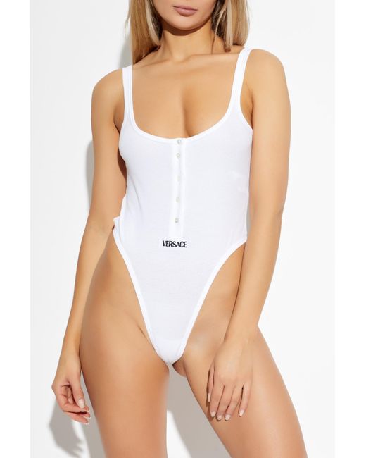Versace White Bodysuit With Straps