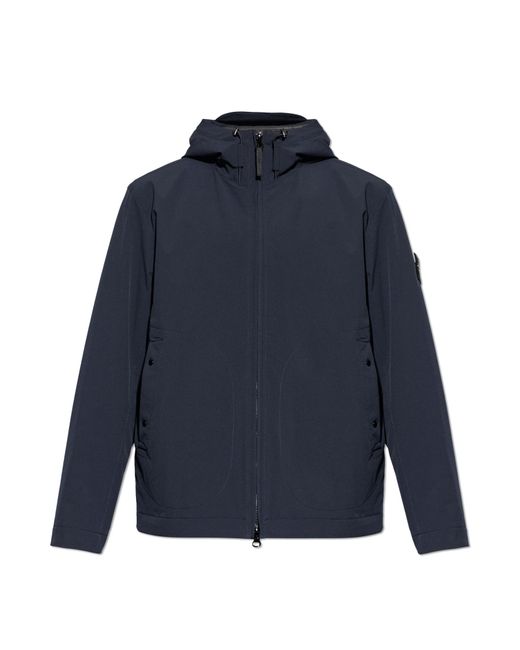 Stone Island Blue Insulated Jacket With Hood for men