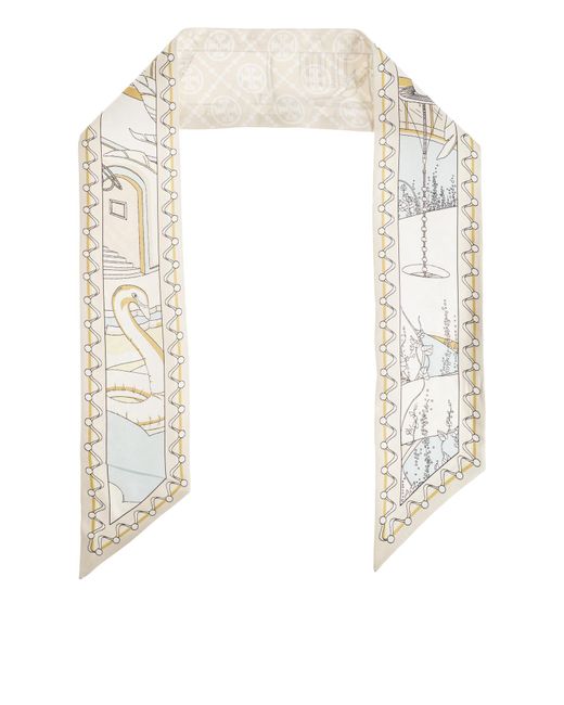Tory Burch White Silk Scarf