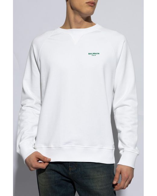 Balmain White Sweatshirt With Logo for men