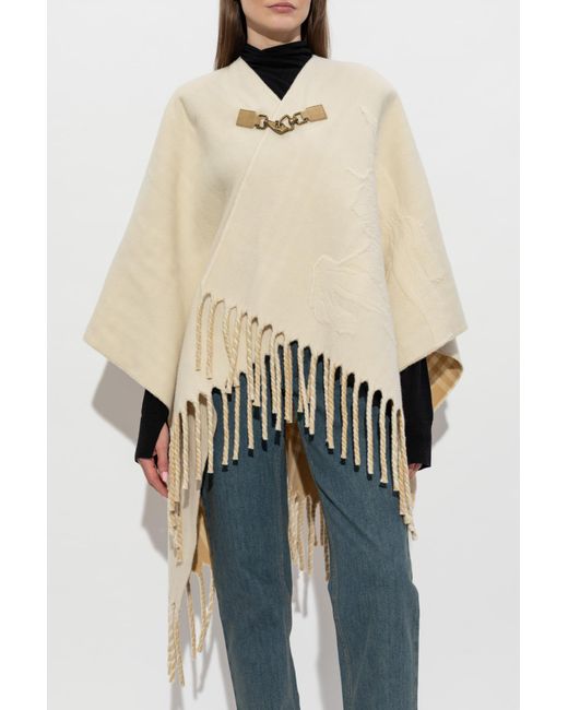 Burberry Natural Wool Poncho 'Tbar'