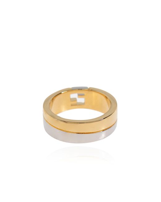 Fendi Black Ring With Logo for men
