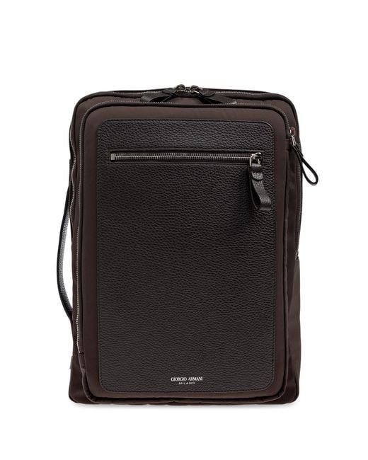 Giorgio Armani Black Backpack With Logo for men
