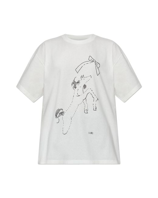 MM6 by Maison Margiela White T-Shirt With Print
