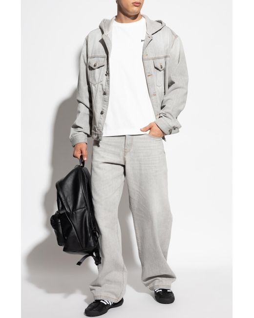 Palm Angels Denim Jacket With Hood in White for Men | Lyst