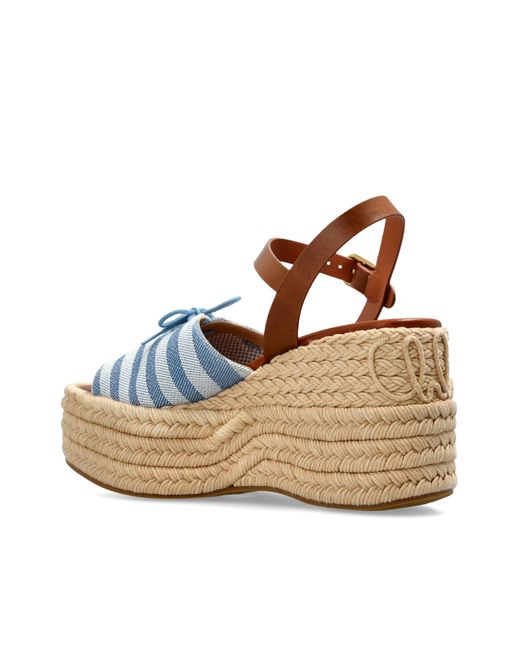 Chloé Blue Wedge Sandals "Isla"