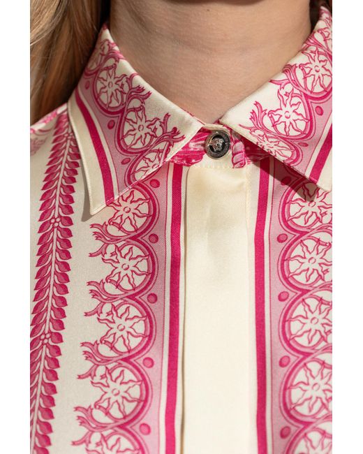 Versace Pink Silk Shirt With "Underwater Barocco" Print