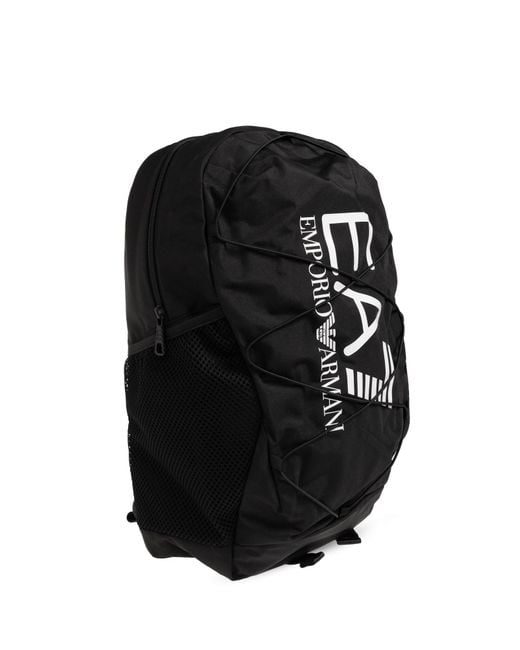 EA7 Black Backpack With Printed Logo