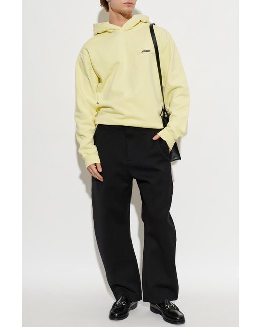 Jacquemus Yellow Sweatshirt With Logo Patch for men