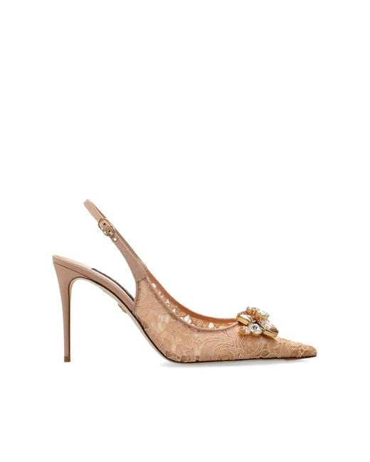 Dolce & Gabbana White Lace High-Heeled Shoes