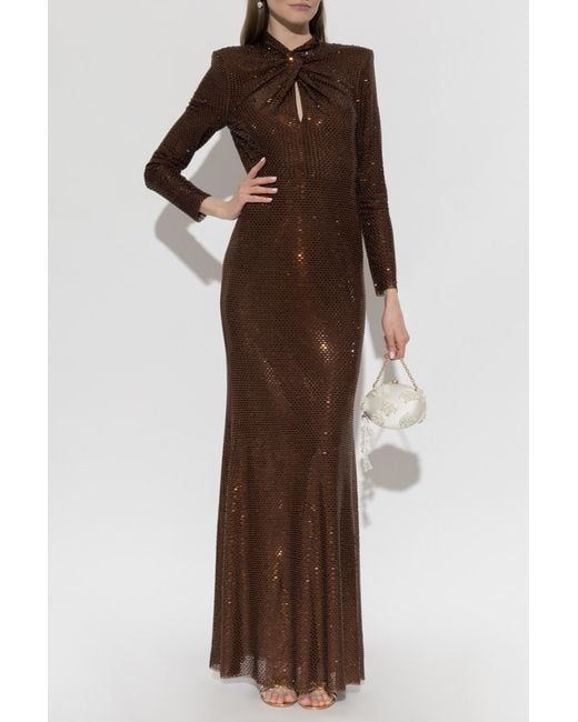 Self-Portrait Brown Dress With Shimmering Sequins