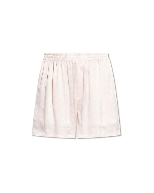 Balenciaga White Silk Shorts With Monogram