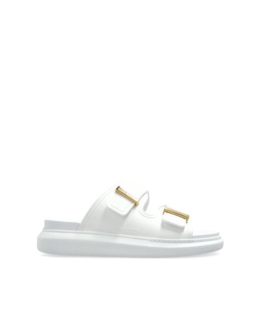 McQueen White Leather Slides