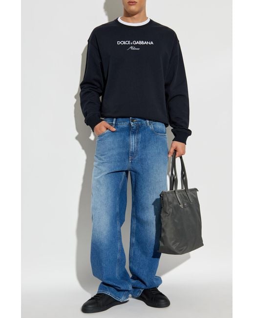 Dolce & Gabbana Blue Sweatshirt With Logo for men