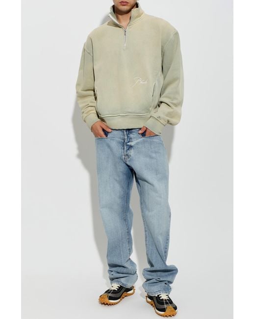 Rhude Green Sweatshirt With Embroidered Logo for men