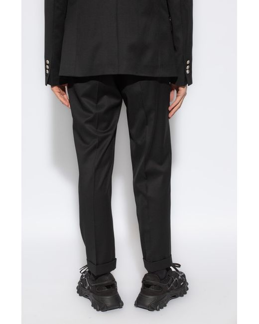 Balmain Black Pleat-front Trousers, for men