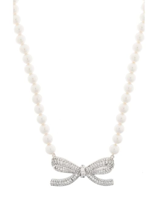 Self-Portrait White Necklace With Shimmering Crystals
