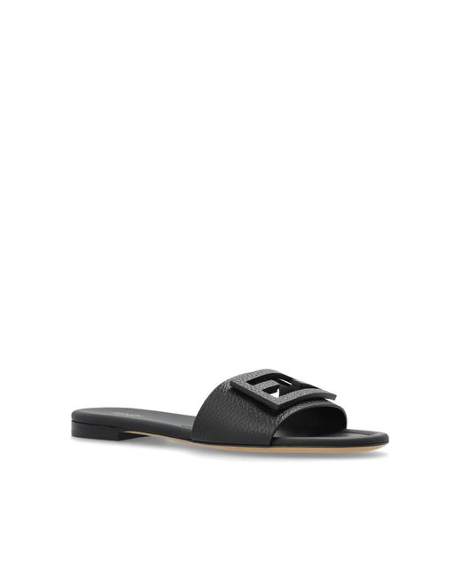 Fendi White Leather Slides