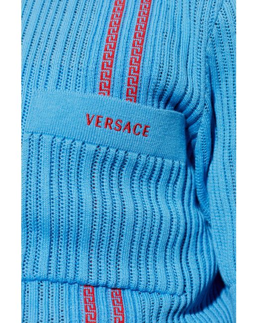 Versace Blue Polo With Pocket for men