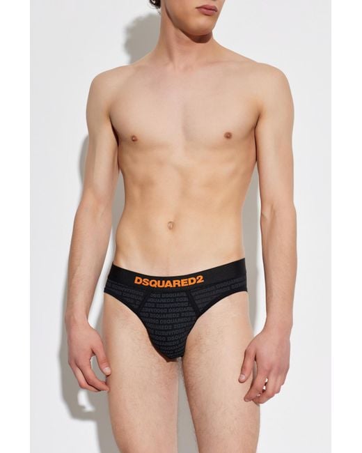 DSquared² Black Briefs With Logo for men
