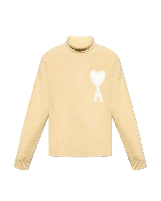 AMI Natural Wool Turtleneck Sweater for men