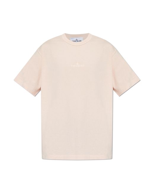 Stone Island White T-Shirt With Logo for men