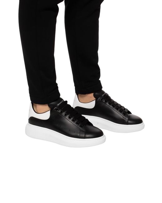 Alexander McQueen Leather Logo Sneakers in Black for Men | Lyst