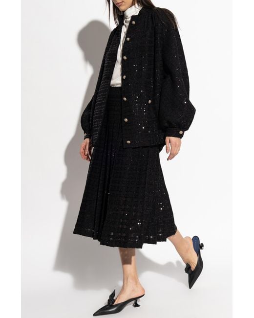 Alessandra Rich Black Jacket With Shimmering Appliqués