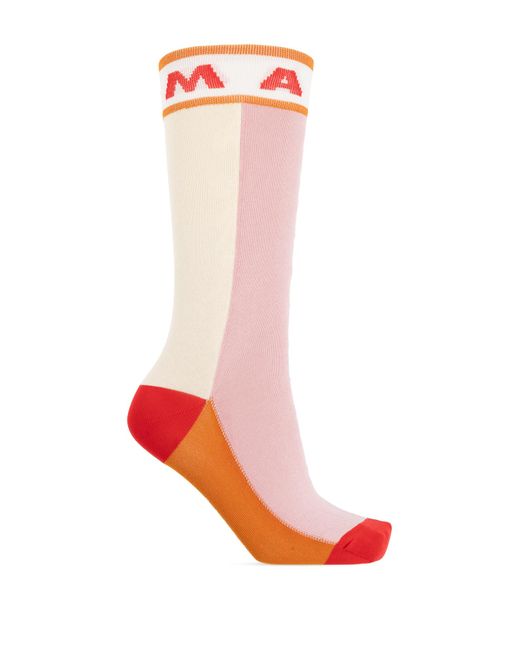 Marni Red Socks With Logo,