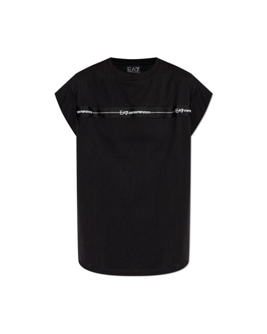 EA7 Black Top With Printed Logo