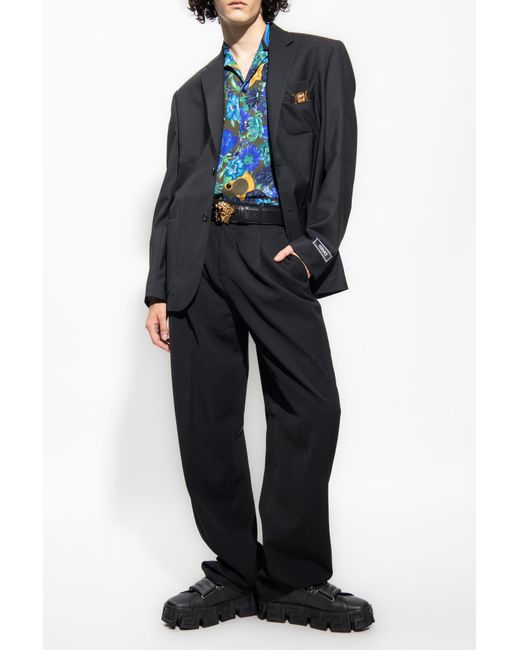 Versace Black Single-Breasted Blazer for men