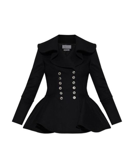 McQueen Black Fitted Wool Coat