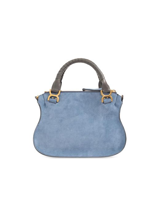 Chloé Blue 'marcie Medium' Suede Shoulder Bag,