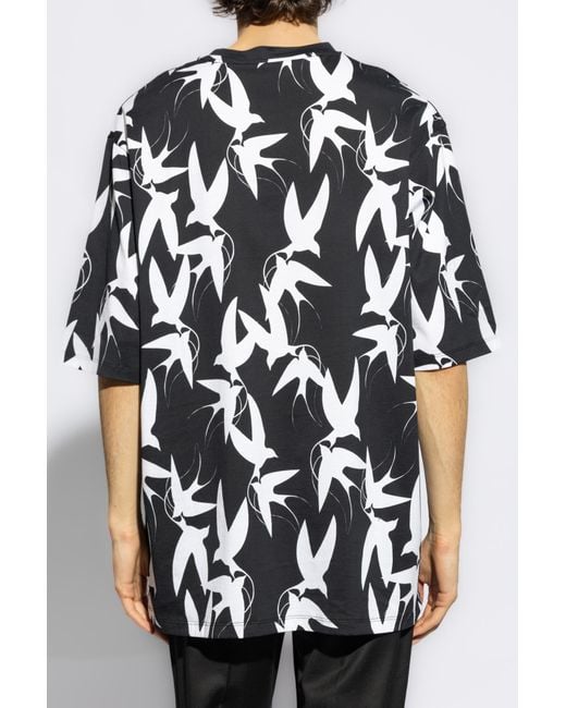 Balmain Black T-Shirt With Bird Motif for men