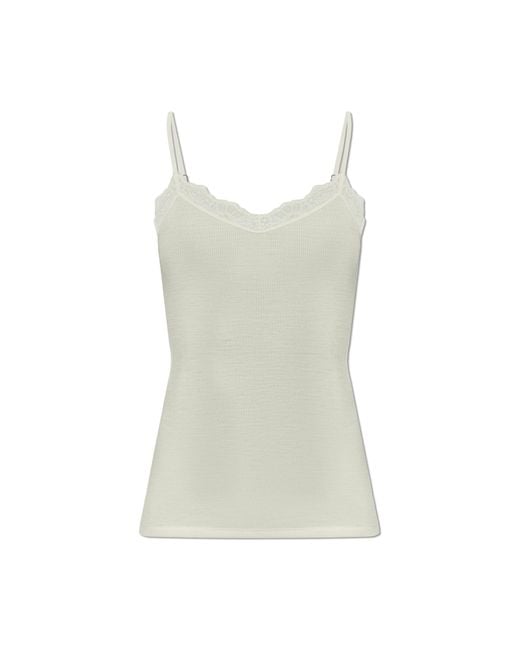 Hanro White Lingerie Top From The 'Woolen Lace' Collection