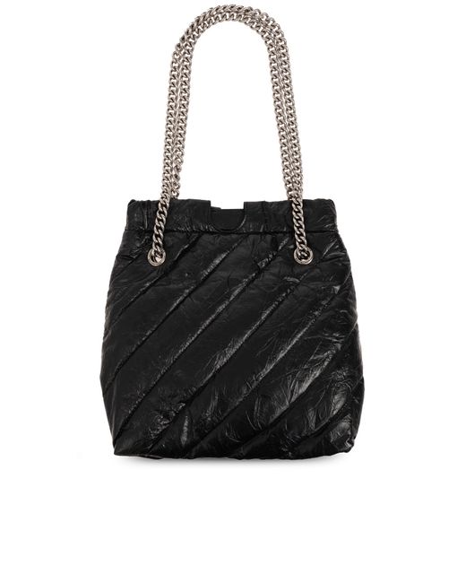 Balenciaga Black 's Crush' Quilted Shoulder Bag,