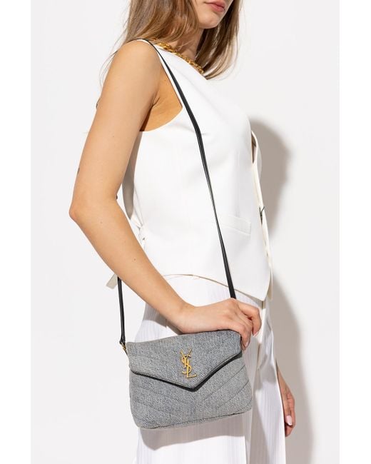 Saint Laurent Denim 'loulou Toy' Shoulder Bag in Grey (Gray) Lyst