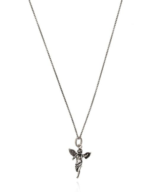 Saint Laurent Angel Pendant Necklace in Metallic | Lyst