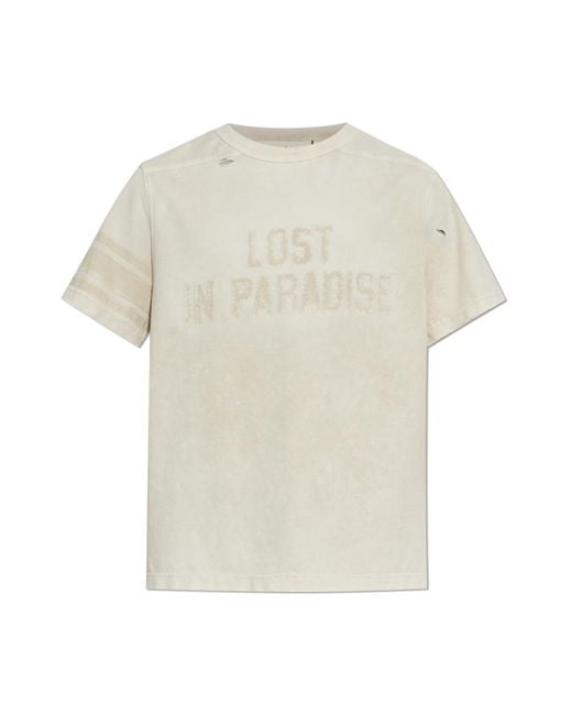 M I S B H V White T-Shirt With A Vintage Effect for men