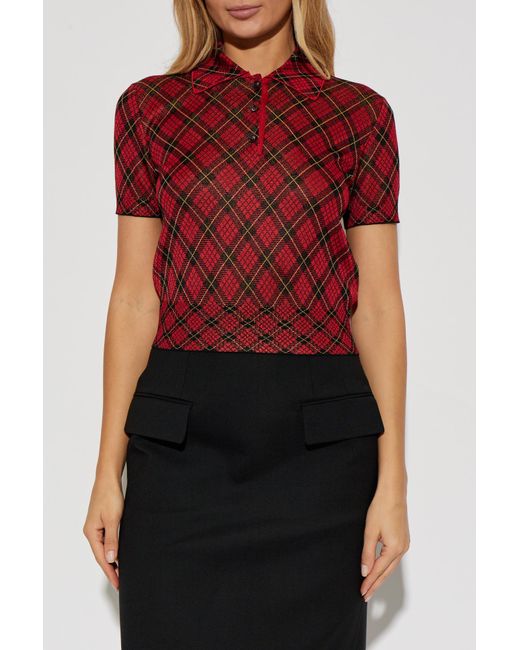 McQueen Red Checked Pattern Polo