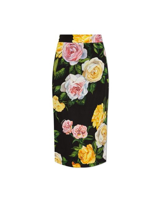Dolce & Gabbana White Silk Skirt With Floral Motif