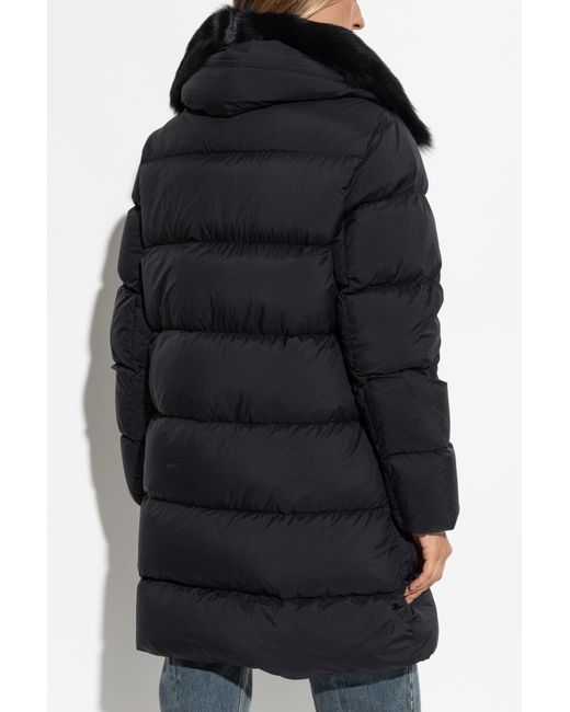 Moose Knuckles Black Long Down Coat 'Belle Dune'