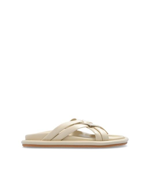 Moncler White 'Bell' Slides