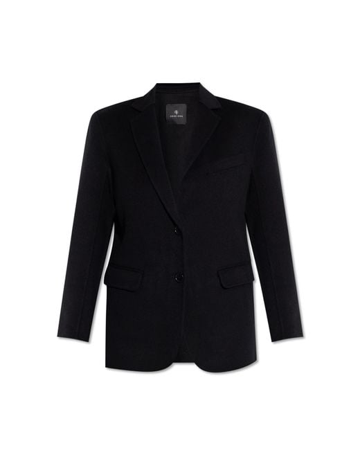Anine Bing Black Quinn Wool Blazer