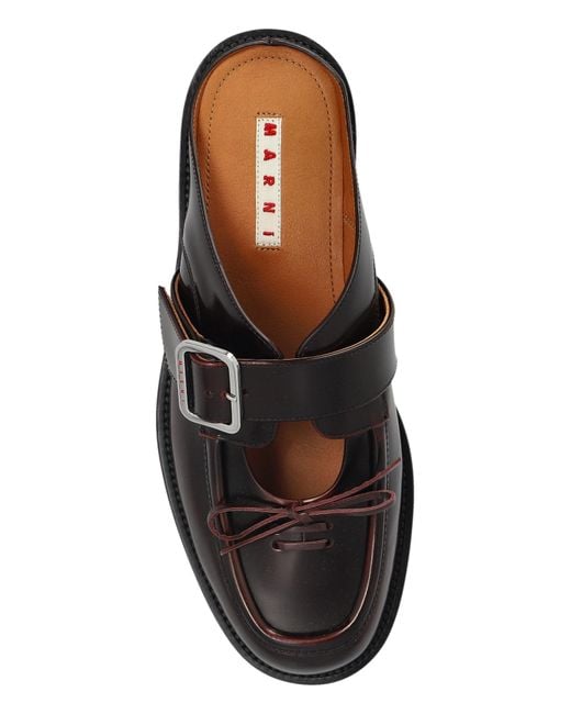Marni Black Leather Slides