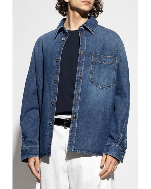 Givenchy Blue Denim Shirt With Pocket for men