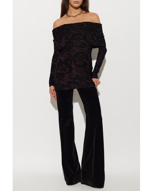 Etro Black Short Off-Shoulder Dress
