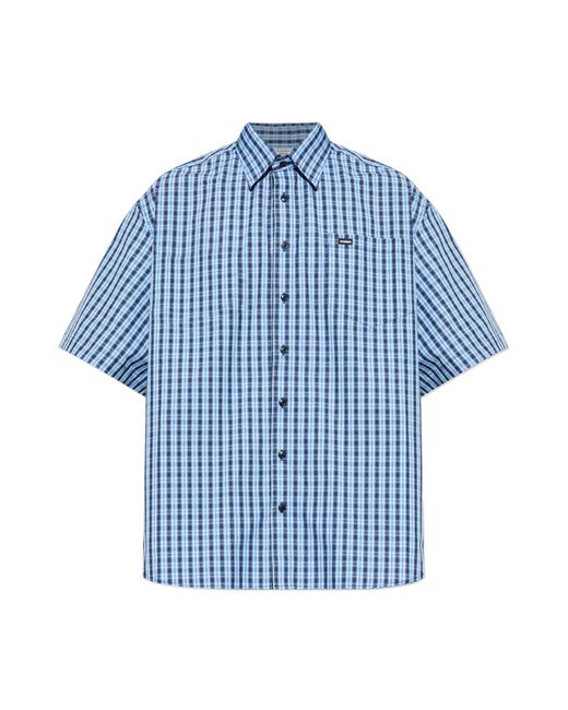 Vetements Blue Checked Pattern Shirt for men