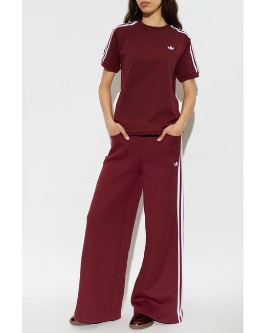 Adidas Originals Red Wide-Leg Sweatpants