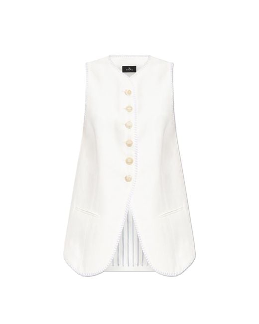 Etro White Linen Vest